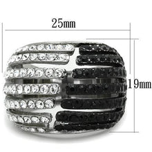 Load image into Gallery viewer, MT6861 - Two-Tone IP Black Stainless Steel Dome Ring with Top Grade Crystal in Jet Newest
