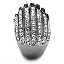 Load image into Gallery viewer, MT6861 - Two-Tone IP Black Stainless Steel Dome Ring with Top Grade Crystal in Jet Newest
