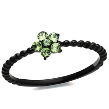 Load image into Gallery viewer, MT9371 - IP Black(Ion Plating) Stainless Steel Ring with Top Grade Crystal in Peridot Mini Flower Ring - Minimalist August Birthstone
