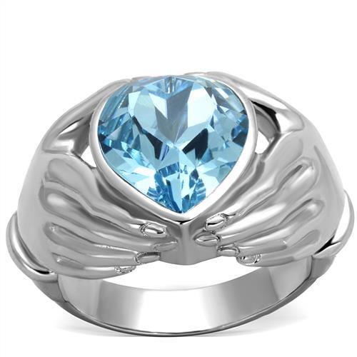 MT5771 - Loving Hands Blue Heart March and December Birthstone Crystal