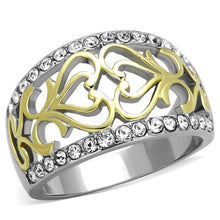 Load image into Gallery viewer, MT2971 - Stainless Steel Gold IP Two Tone Crystal Ring
