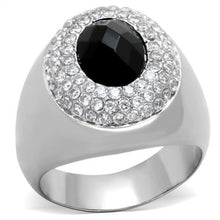 Load image into Gallery viewer, MT2181 - Black Crystal Checkerboard Faceting on Statement Sized Crystal with Clear Crystal Halo Design
