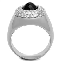 Load image into Gallery viewer, MT2181 - Black Crystal Checkerboard Faceting on Statement Sized Crystal with Clear Crystal Halo Design

