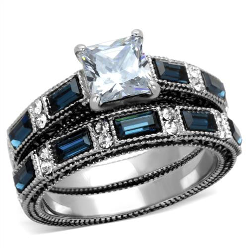 MT9281 - Sapphire Crystal Wedding Ring Set September Birthstone