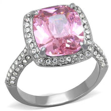 Load image into Gallery viewer, MT 7202 - Pink Ice/Tourmaline Stainless Steel Halo with Crystals October Birthstone Newest

