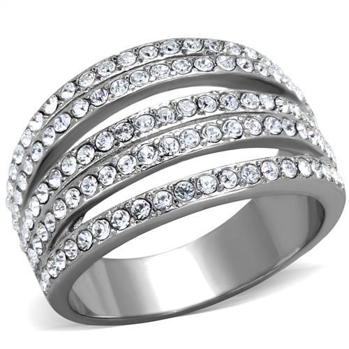MT9202 - Dome Ring Stainless Steel Bezel Set Newest Style April Birthstone