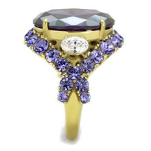 Load image into Gallery viewer, MT0612 - Exquisite Oval Set Amethyst in IP Gold Over Stainless Steel Newest
