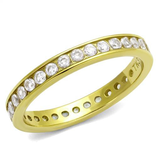 MT3432g - Gold IP Stainless Eternity Band Wedding Band April Birthstone