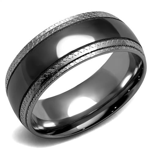 MT0852 - Gunmetal Stainless Band Trimmed in High Polished Stainless -Men's and Women