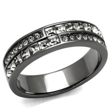 Load image into Gallery viewer, MT9972 - IP Light Black (IP Gun) Stainless Steel Ring with Top Grade Crystal in Black Diamond
