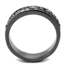 Load image into Gallery viewer, MT9972 - IP Light Black (IP Gun) Stainless Steel Ring with Top Grade Crystal in Black Diamond
