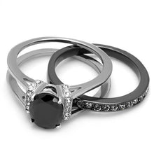 Load image into Gallery viewer, MT1792 - Two-Tone IP Black Stainless Steel Ring with Synthetic Synthetic Glass in Jet
