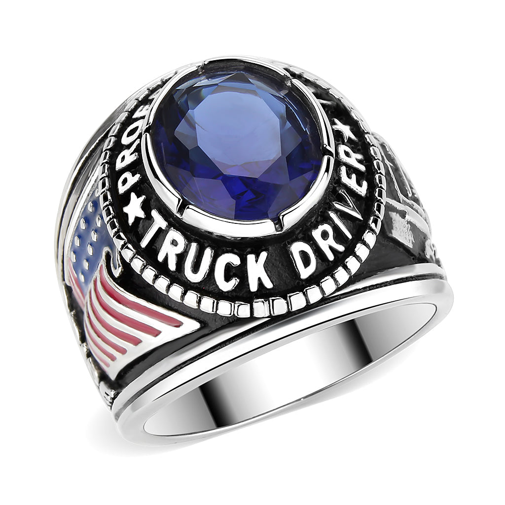 Professional Truck Driver Ring!!! Patriotic American Flag Presented Proudly on the Side