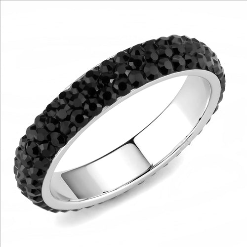 MT4353 - Crystal Eternity Band - Black -  Stackable - Most Popular