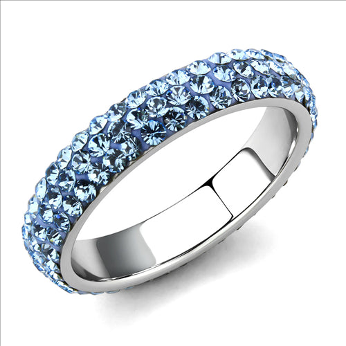 MT5353 - Crystal Eternity Band - Light Blue -March Birthstone Ring -Most Popular