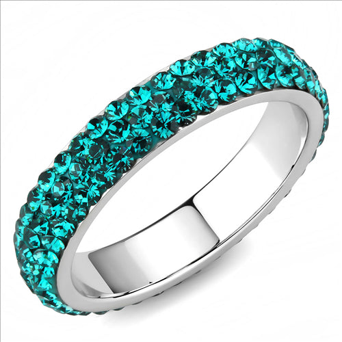MT8353 - Crystal Eternity Band - Turquoise Color - Most Popular May Birthstone
