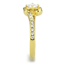 Load image into Gallery viewer, MT1173g - IP Gold(Ion Plating) Stainless Steel Flower Ring with Clear Crystals April Birthstone Petite Newest
