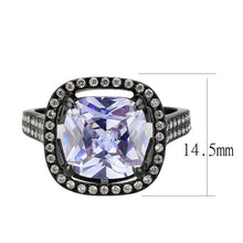 Load image into Gallery viewer, MT4373 - IP Black Stainless Steel Ring with Beautiful Crystals in Light Amethyst -Tanzanite - February Birthstone
