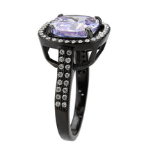 Load image into Gallery viewer, MT4373 - IP Black Stainless Steel Ring with Beautiful Crystals in Light Amethyst -Tanzanite - February Birthstone
