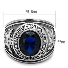 Load image into Gallery viewer, MT807414 - High polished (no plating) Stainless Steel Ring with Synthetic Sapphire Military New Men&#39;s Air Force
