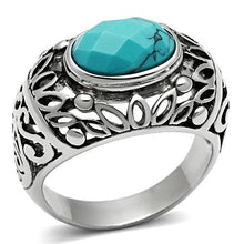 Load image into Gallery viewer, MT894  - Lab Created Turquoise Stainless Steel Men&#39;s Ring - Newest - December Birthstone
