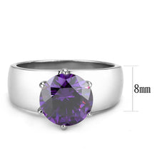 Load image into Gallery viewer, MT20025 - Stainless Steel Large Brilliant Crystal Dark Amethyst Purple  Newest February Birthstone
