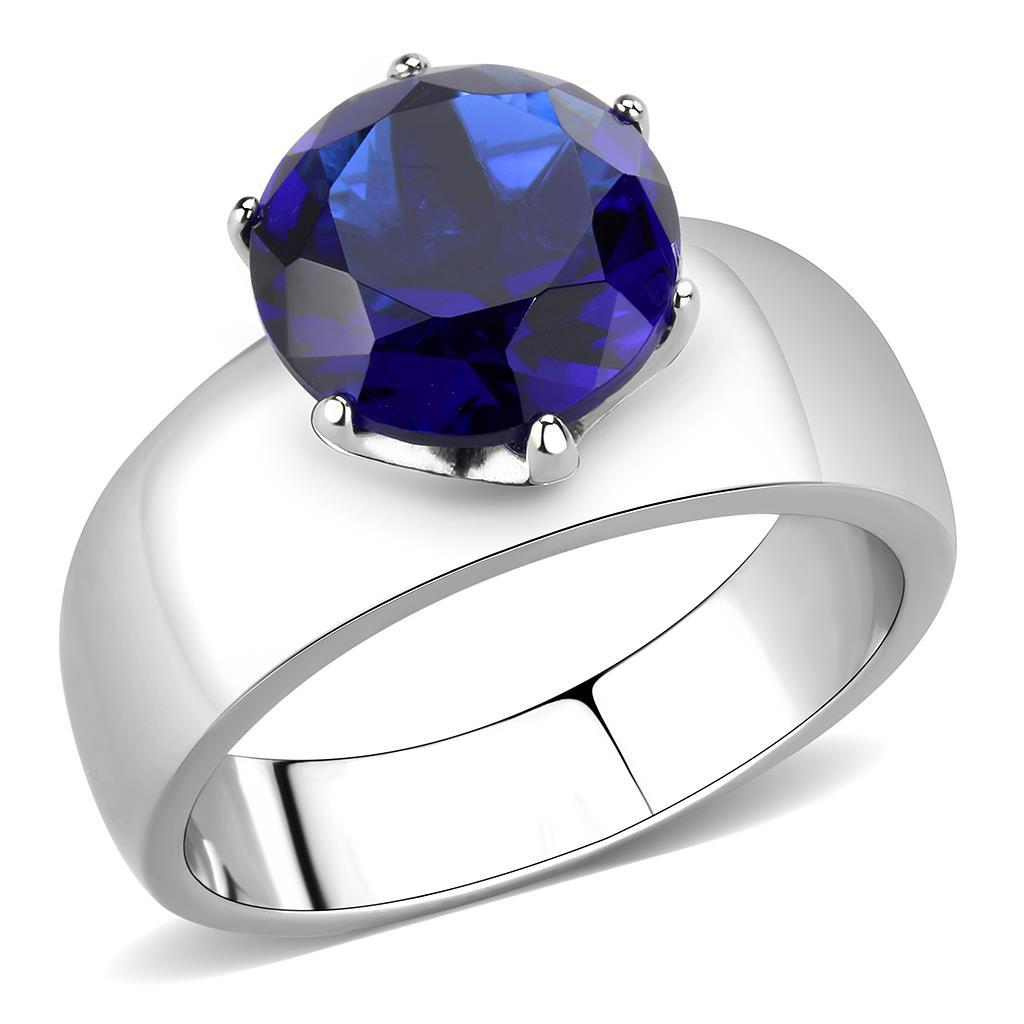 MT90025 - High Polished Stainless Steel Sapphire Crystal Newest September Birthstone