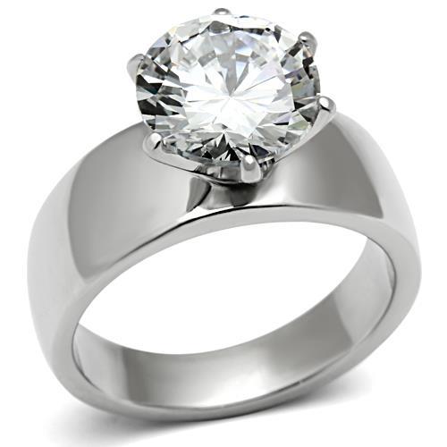 MT40025 - Round Cut Crystal in a Six Prong Setting Newest April Birthstone Solitaire