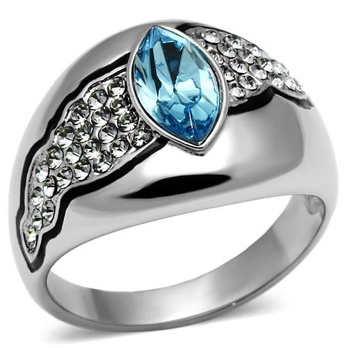 MT956 - March Birthstone with Round-cut Brilliant Crystals and Large Marquis Center Stone - December Birthstone