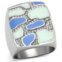 Load image into Gallery viewer, MT238 - High polished (no plating) Stainless Steel Ring with Top Grade Crystal in Clear
