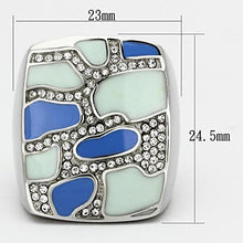 Load image into Gallery viewer, MT238 - High polished (no plating) Stainless Steel Ring with Top Grade Crystal in Clear
