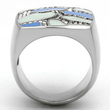 Load image into Gallery viewer, MT238 - High polished (no plating) Stainless Steel Ring with Top Grade Crystal in Clear
