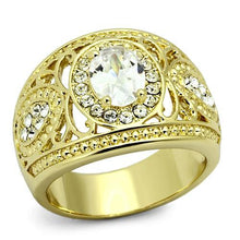 Load image into Gallery viewer, MT868 - Impressive Oval Clear Crystal adorned in Halo Design - IP Gold -April Birthstone - Newest
